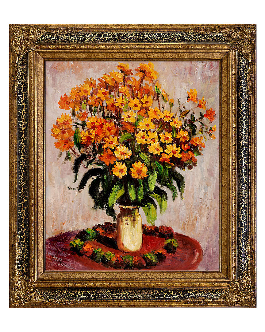 Overstock Art Hand-painted Museum Masters Vase Of Chrysanthemums By Claude Monet