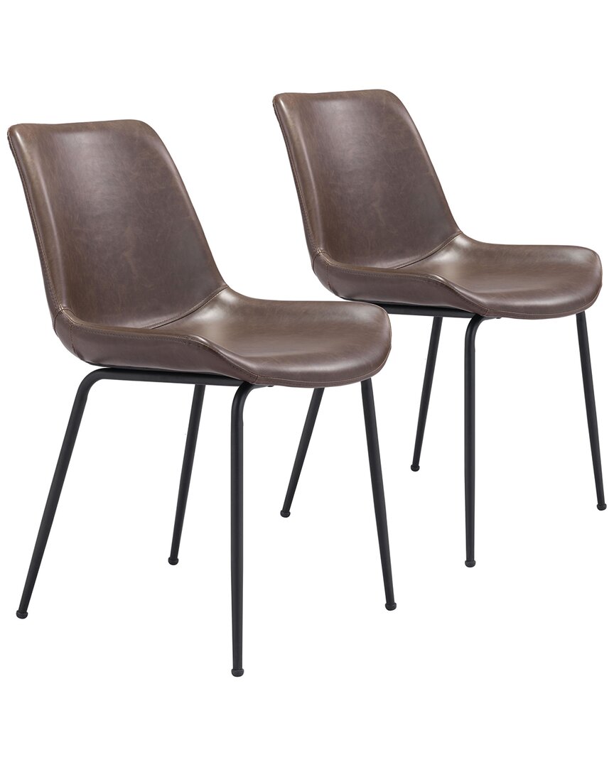 Zuo Modern Byron Dining Chair (set Of 2) In Brown
