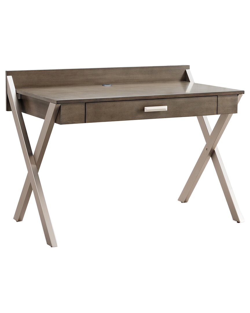 Leick Home X-leg Mixed Metal & Wood Computer Desk With Keyboard Drawer In Brown