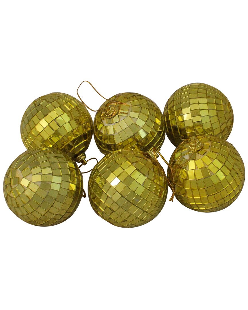 Northern Lights Northlight 6ct Gold Mirrored Glass Disco Ball Christmas Ornaments 2.75in (70mm) In Gold