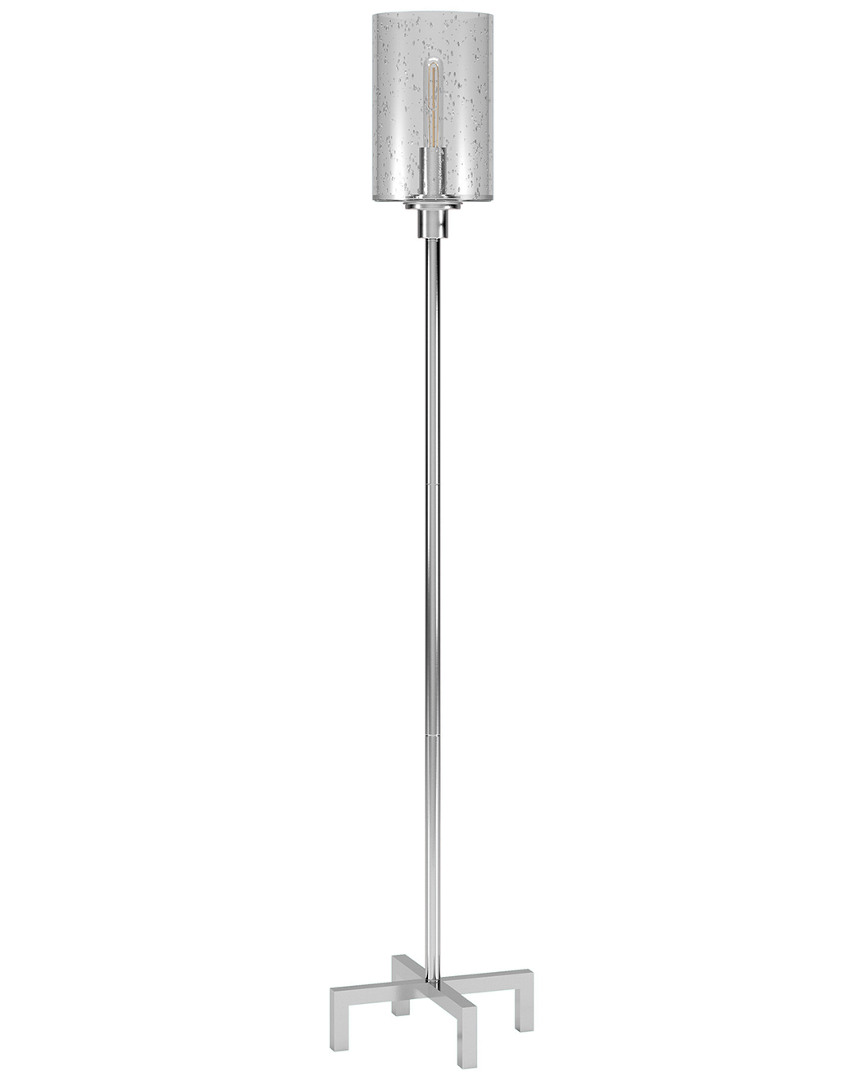 Abraham + Ivy Panos Polished Nickel Floor Lamp With Seeded Glass Shade In Silver