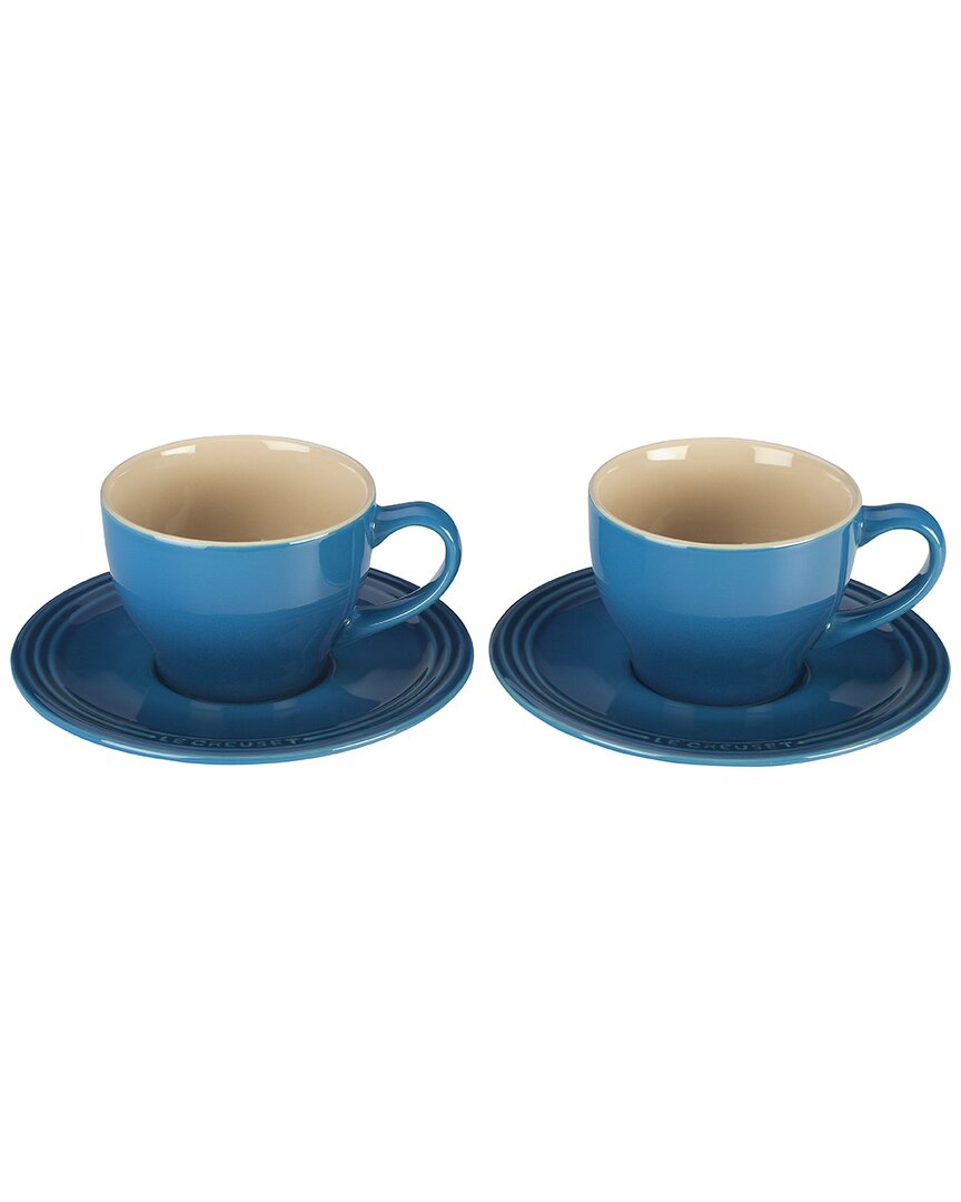 LE CREUSET SET OF 2 CAPPUCCINO CUP & SAUCER WITH $5 CREDIT