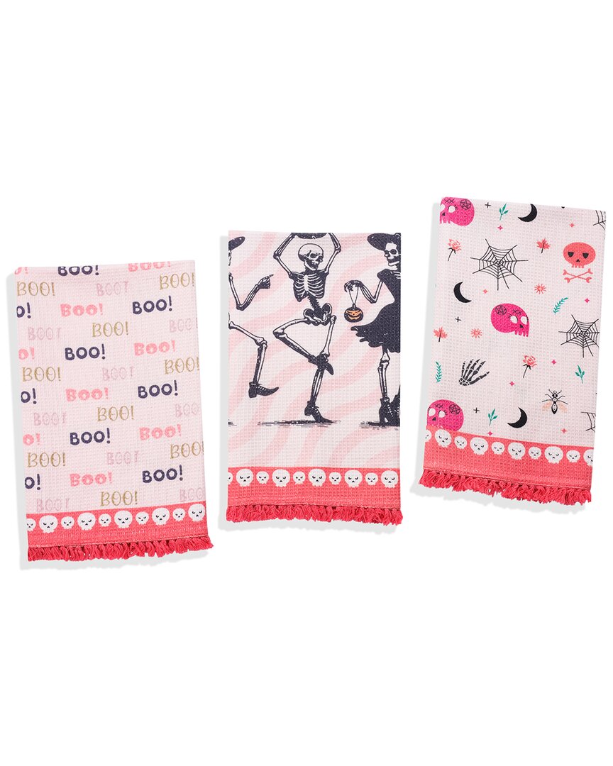 Tiramisu The Danse Macabre Halloween Kitchen Towel Set In Pink