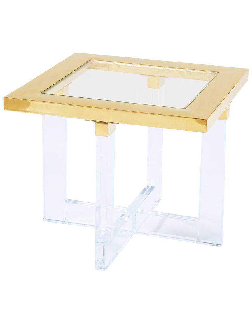 Pasargad Home Vicenza Lucite Side Table In White
