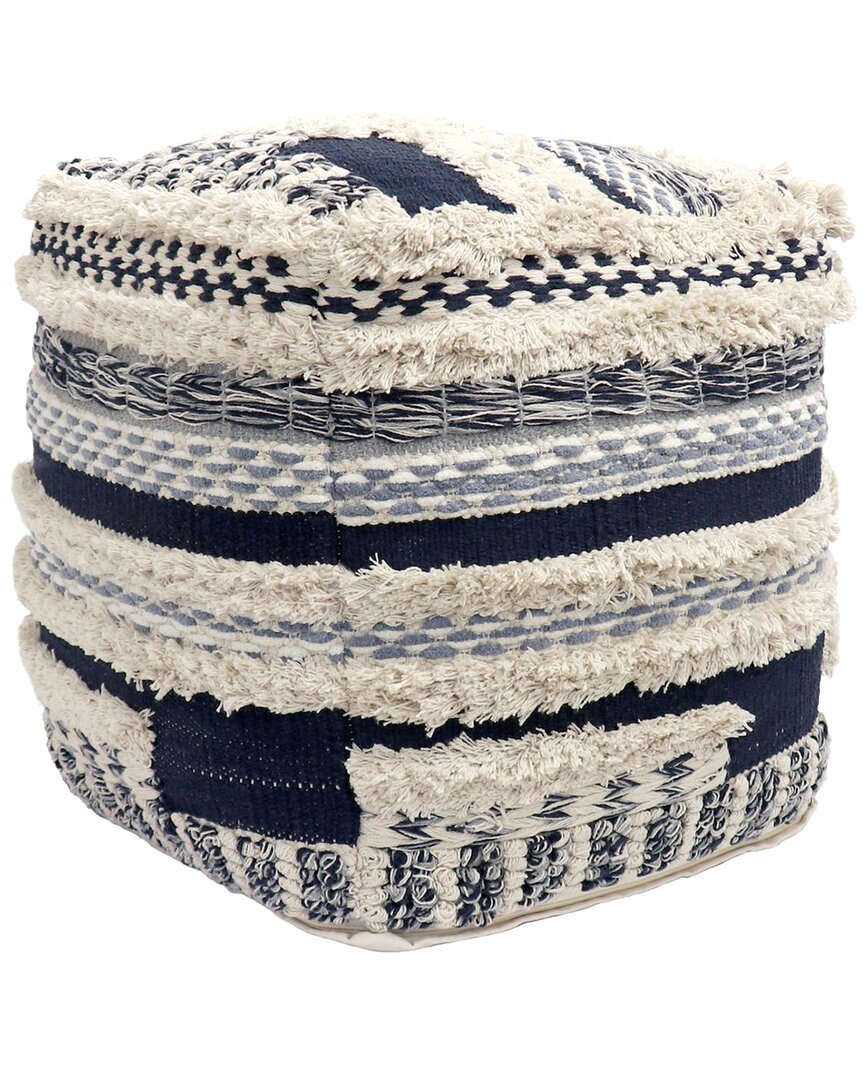Pasargad Home Grandcanyon Braided Pouf In Blue