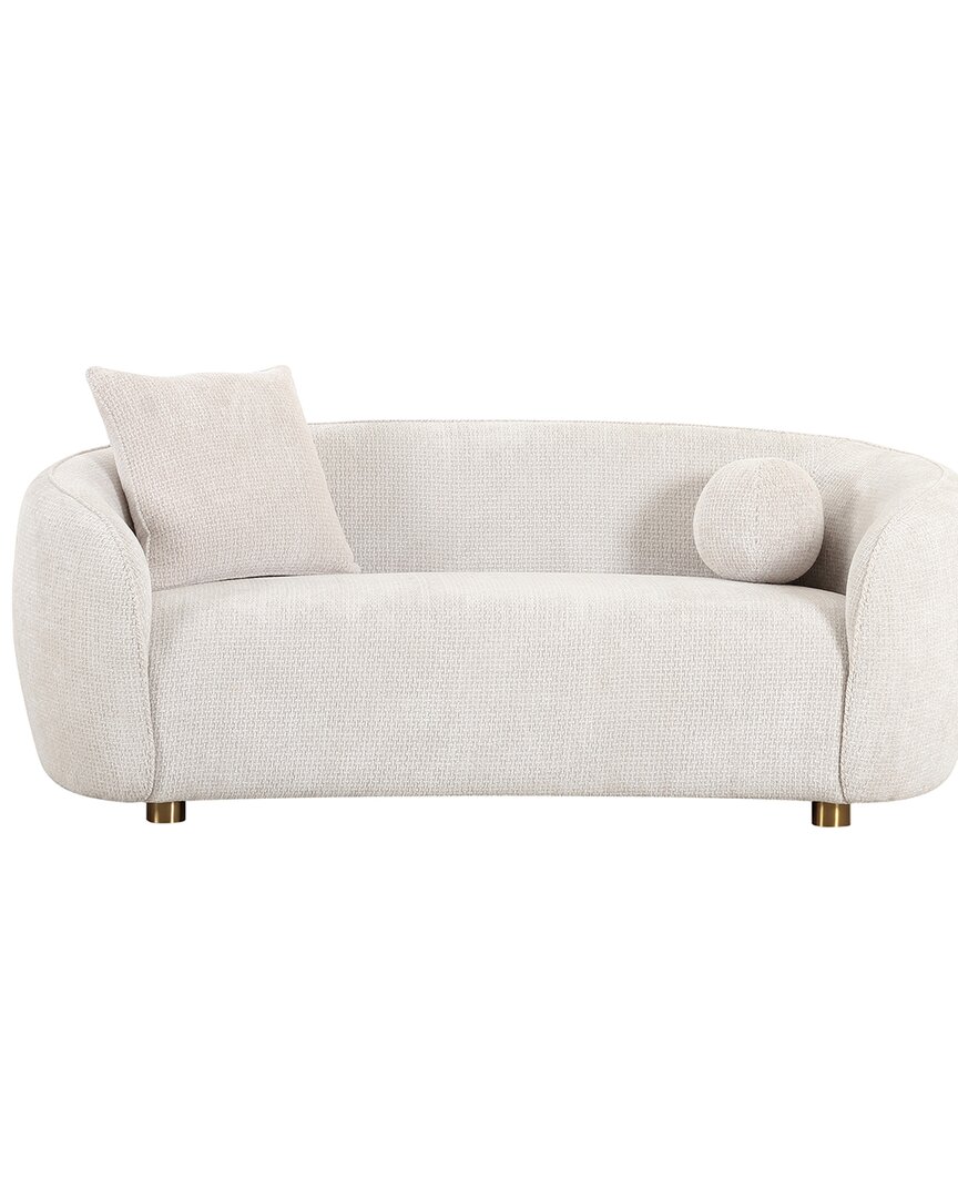 Pasargad Home Zarina Upholstered Modern Loveseat With 2 Pillows In White