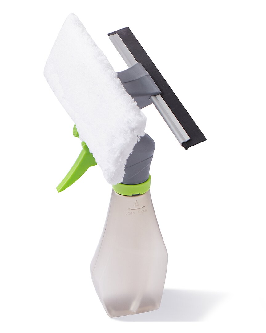True & Tidy Glass Cleaner Spray Bottle With Built In Squeegee In Lime