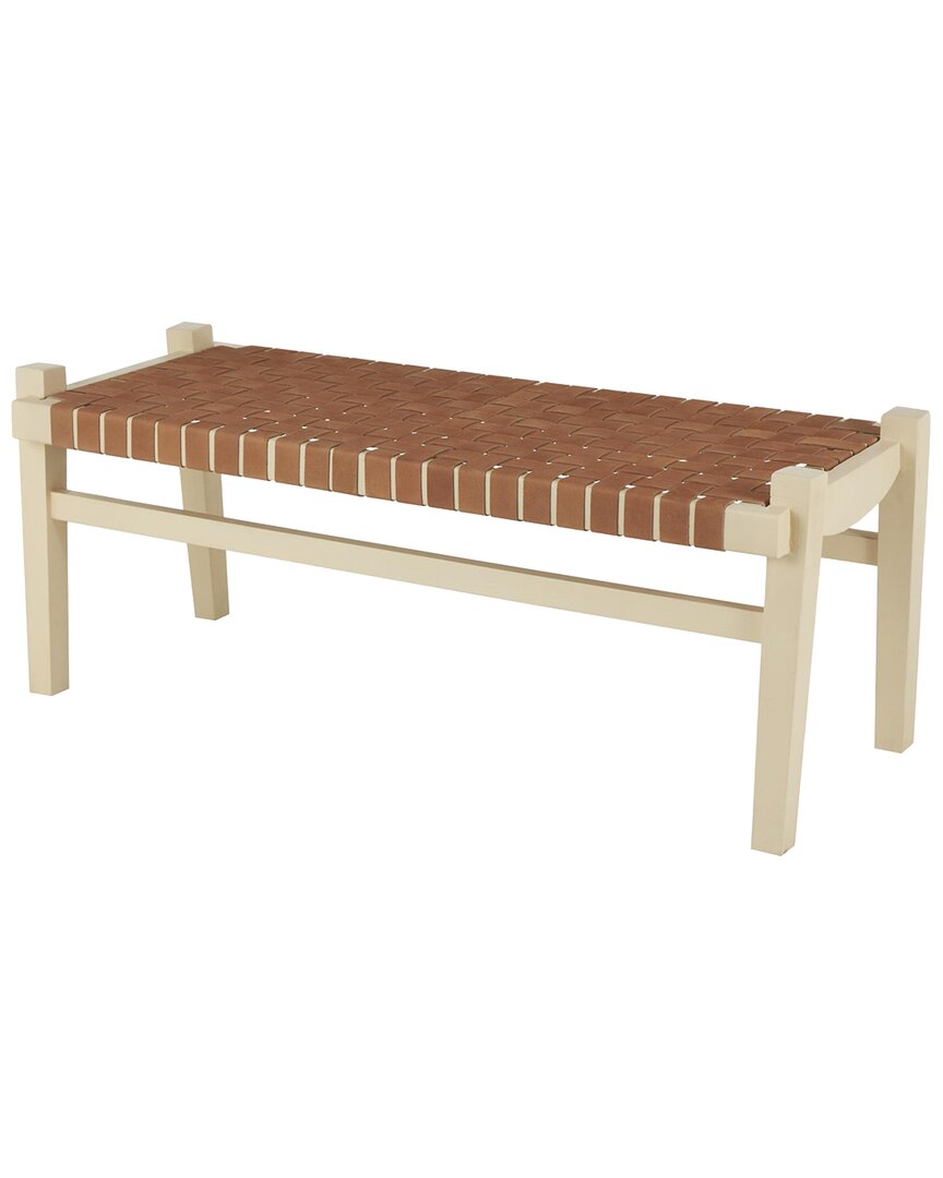 Peyton Lane Leather Handmade Woven Bench