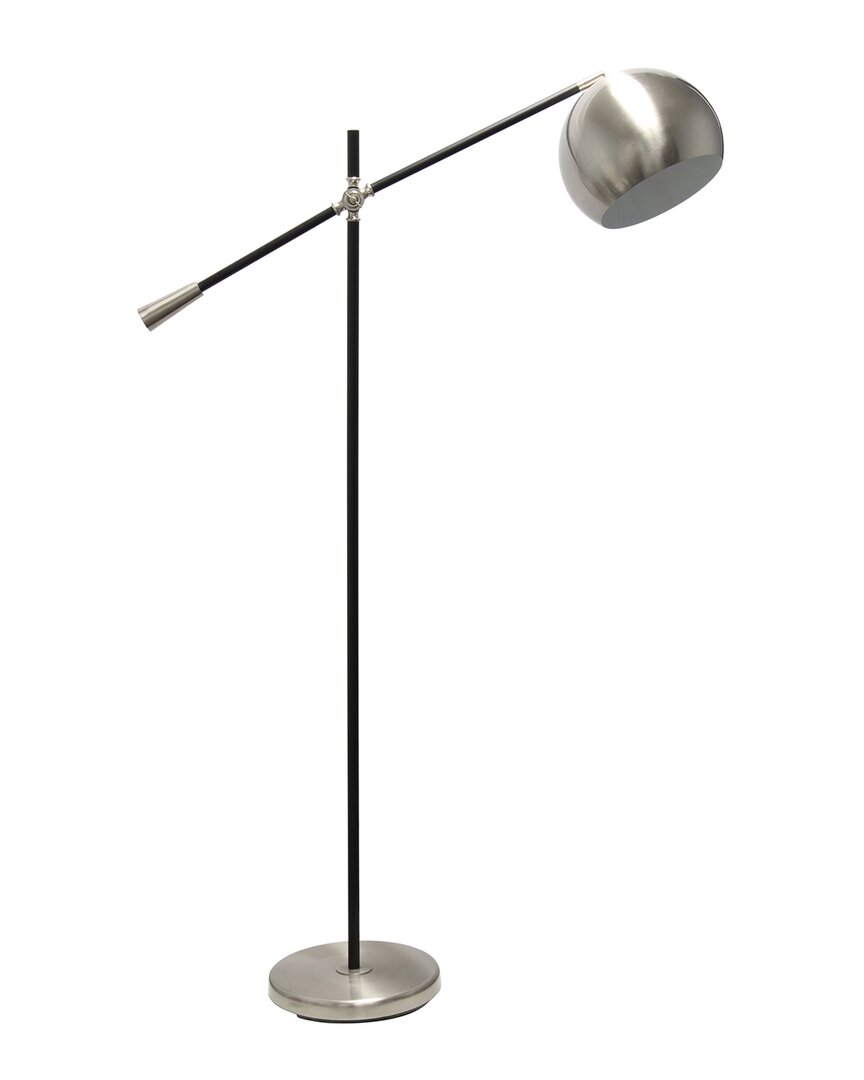Lalia Home Black Matte Swivel Floor Lamp With Inner White Dome Shade In Brushed Nickel/ Matte Black