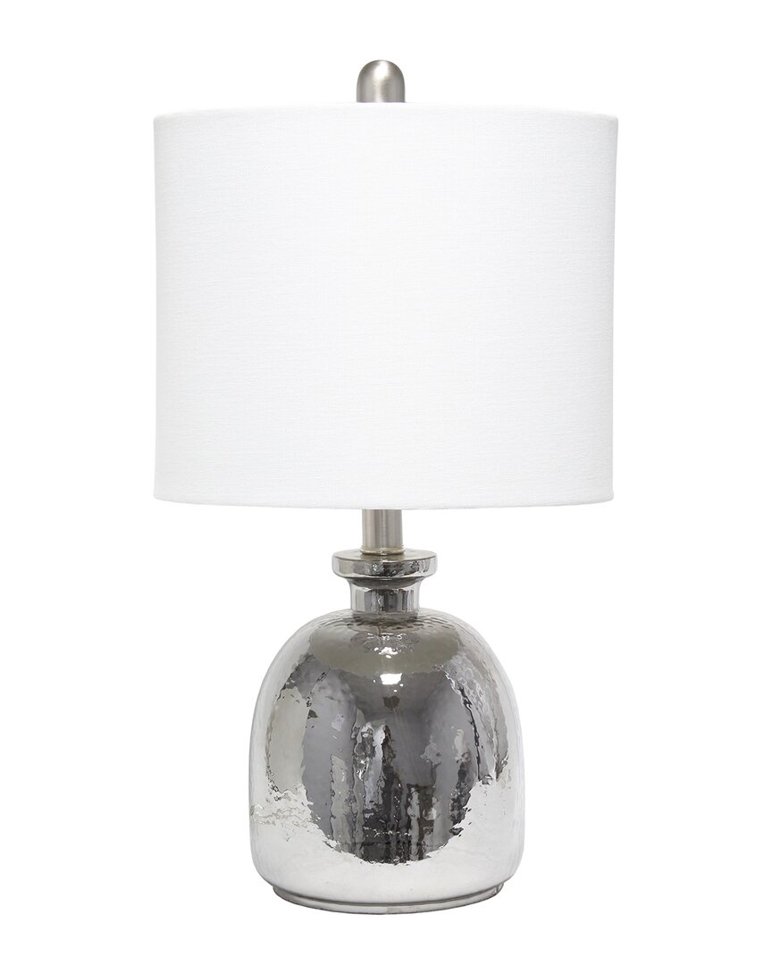 Lalia Home Metallic Gray Hammered Glass Jar Table Lamp In Metallic