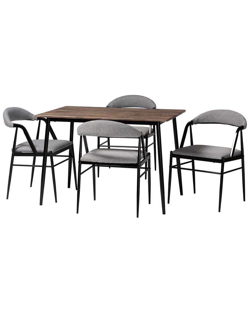 Baxton Studio Orrin Modern Industrial Fabric & Metal 5pc Dining Set In Grey
