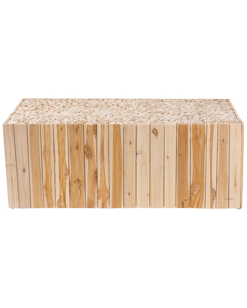 Baxton Studio Grayson Bohemian Teak Wood Coffee Table With Unique Repurposed Wood Logs In Brown