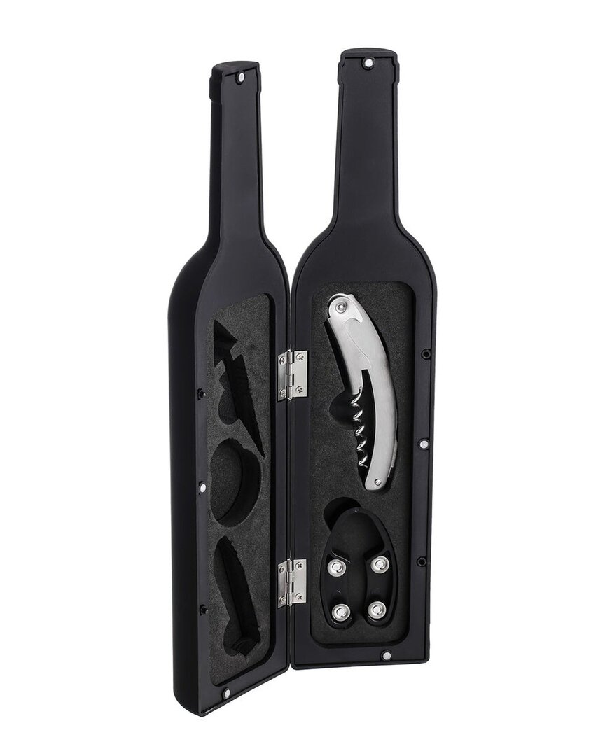 Godinger Wine Bottle 5pc Wine Tool Set In Silver