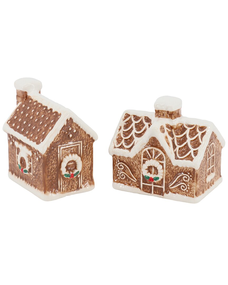 MARTHA STEWART MARTHA STEWART CERAMIC GINGERBREAD HOUSE SALT & PEPPER SHAKER SET