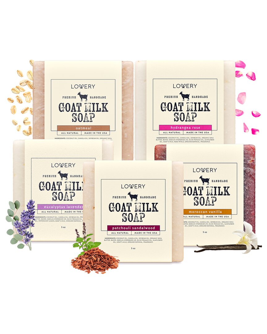 Lovery 5 Pack Handmade Goat Milk Soap Bars With Organic S