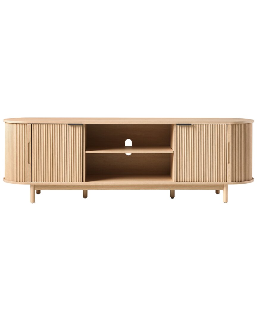 Walker Edison Modern Reeded 70in Tv Stand With Open Storage In Gold