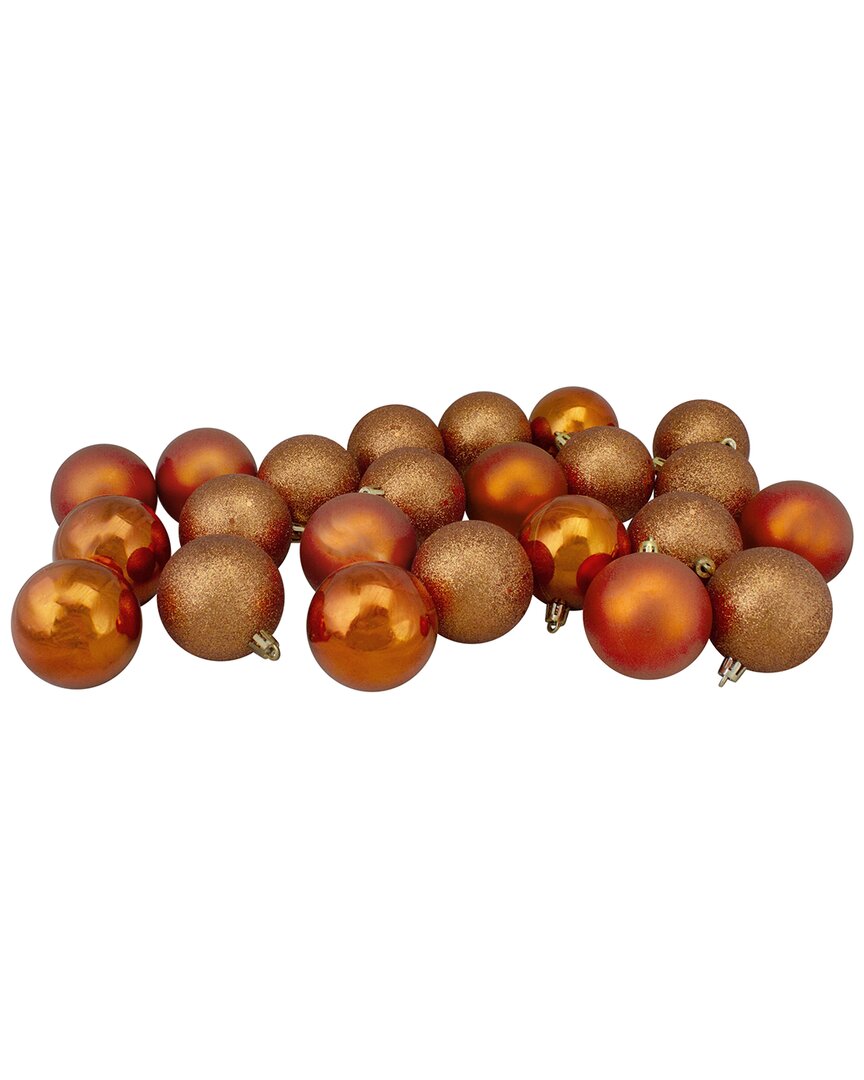 Northern Lights Northlight 24ct Orange Shatterproof 4-finish Christmas Ball Ornaments 2.5in (60mm) In Orange