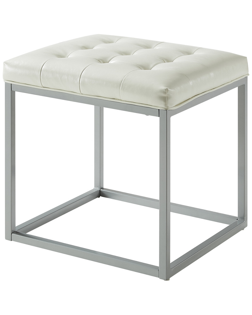 Inspired Home Logan Ottoman In White