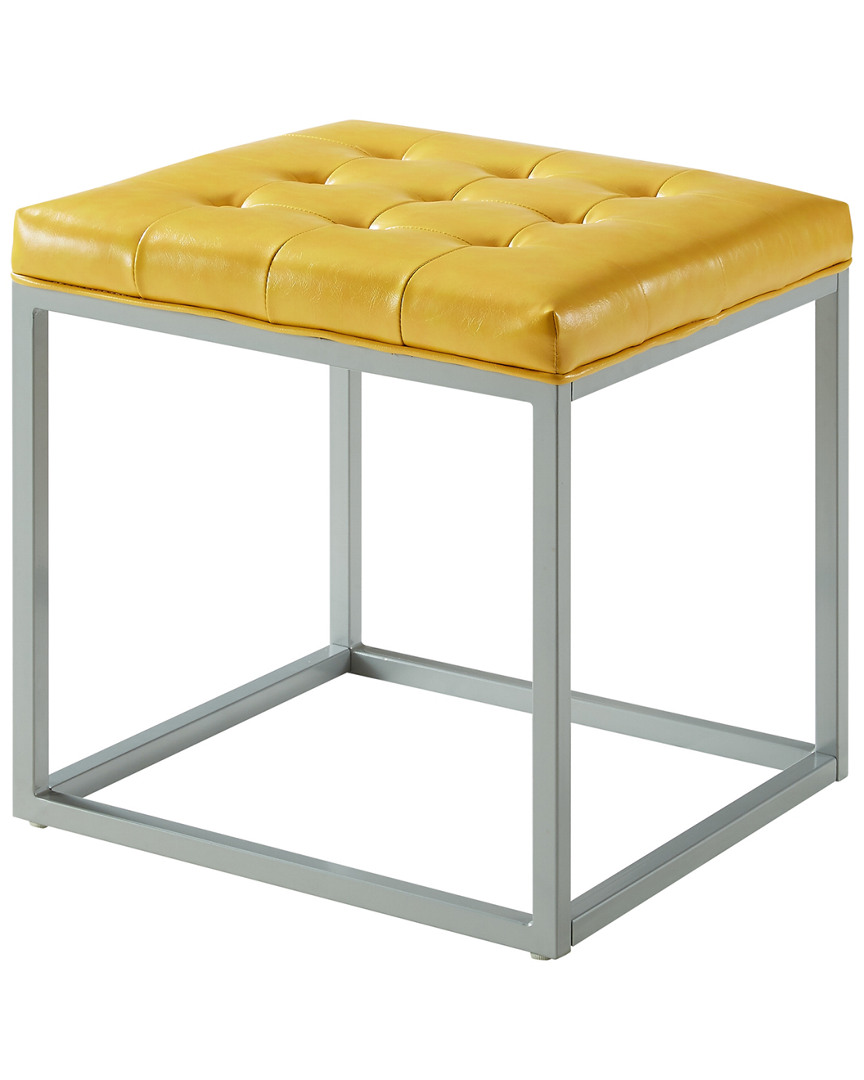 Inspired Home Newton Cube Ottoman With Metal Frame In Yellow