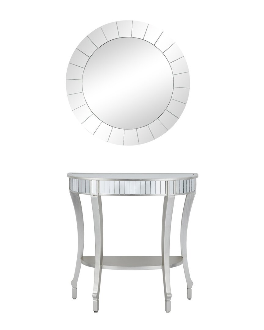 Peyton Lane Set Of 2 Glam Console Table With Mirror In White