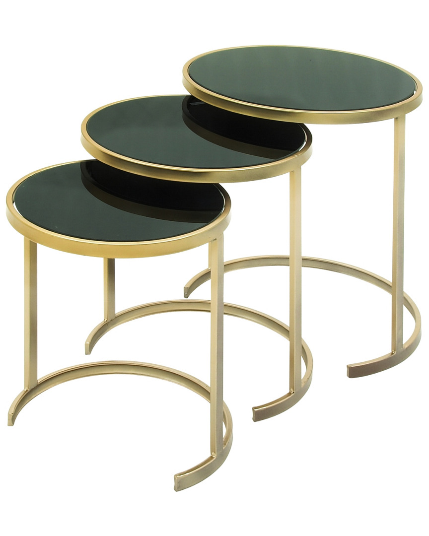 Peyton Lane 3pc Metal Glass Nest Tables