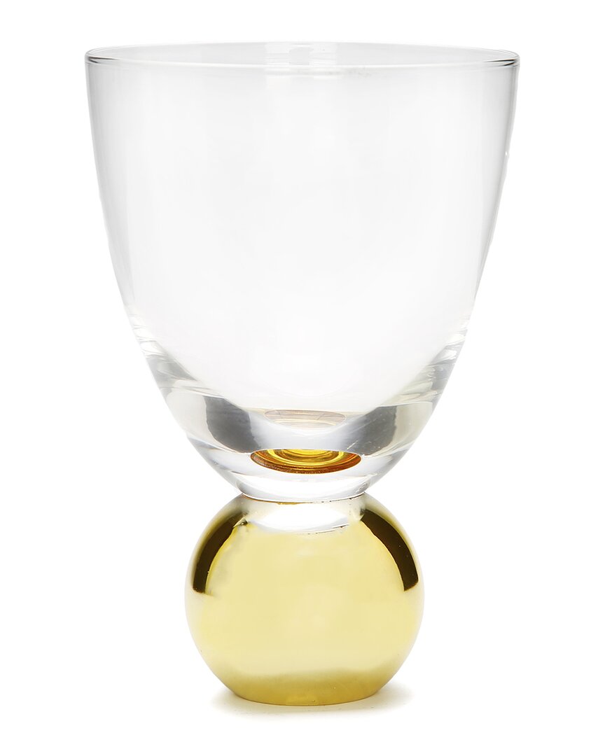 Alice Pazkus Set Of 6 Small Wine Glasses On Gold Ball Pedestal