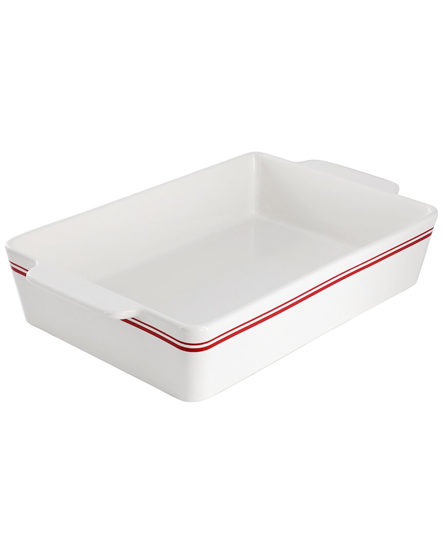 SUR LA TABLE SUR LA TABLE LE MARAIS WHITE/BLACK STONEWARE RECTANGULAR BAKER