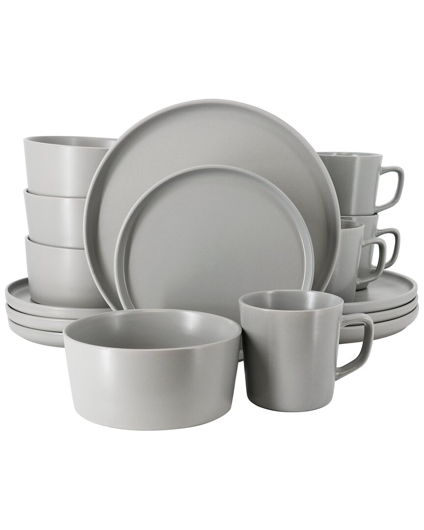 Elama Luxmatte Light Grey 16pc Dinnerware Set In Grey