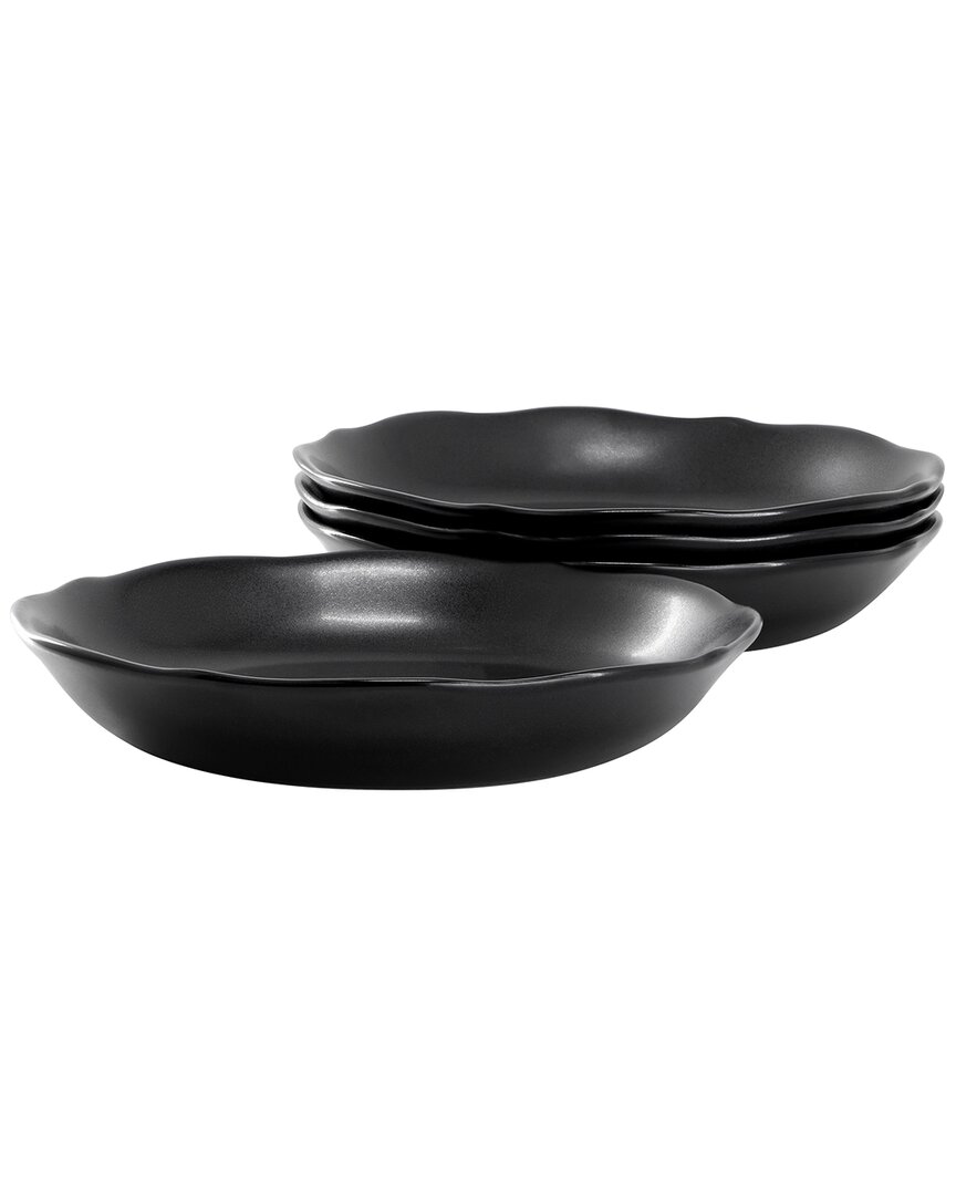 Sur La Table 4pc Soft Scalloped Stoneware Dinner Bowls In Black