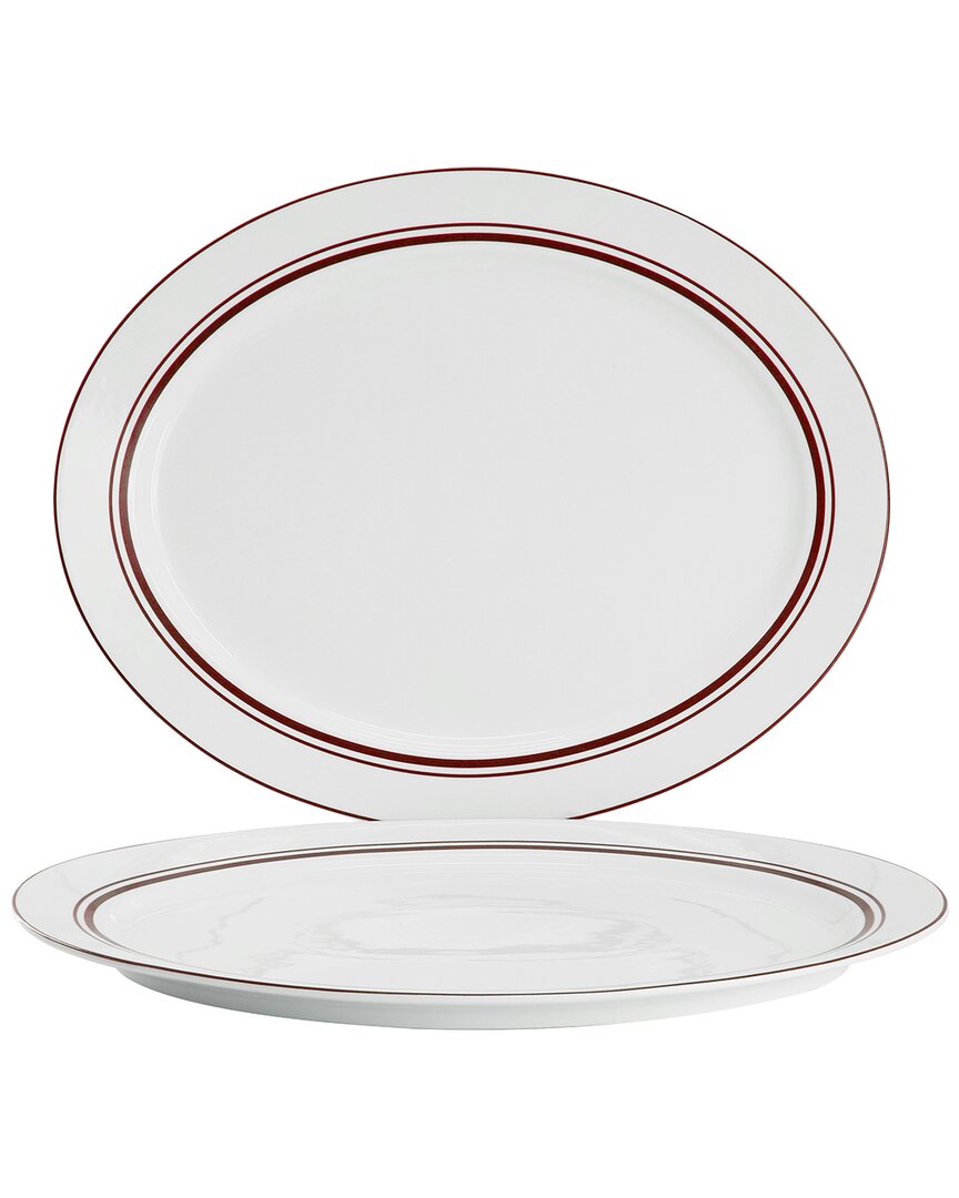 Sur La Table 2pc Le Marais New Bone Fine Ceramic Oval Platter Set In White