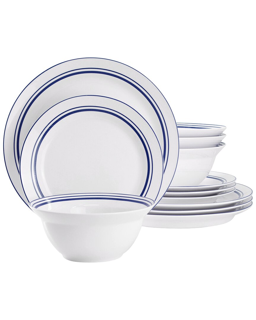 Sur La Table Le Maraia New Bone 12pc Round Fine Ceramic Dinnerware Set In White