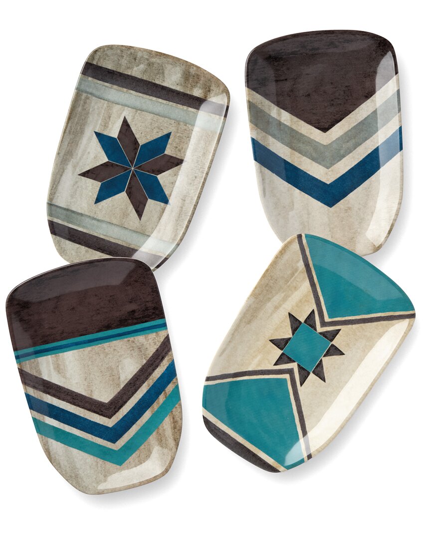Certified International Wake At The Lake Set Of Four 3d Oar Canape Plates