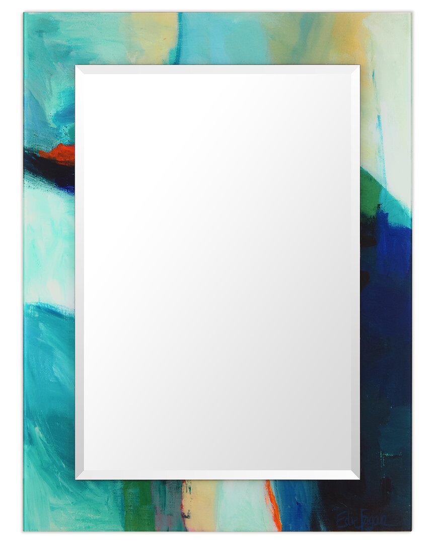 Empire Art Direct Sky Rectangular Beveled Mirror On Free Floating Printed Tempered Art Glass In Multi