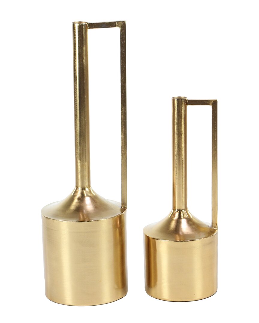 Peyton Lane Set Of 2 Metal Vase With Handles In Gold