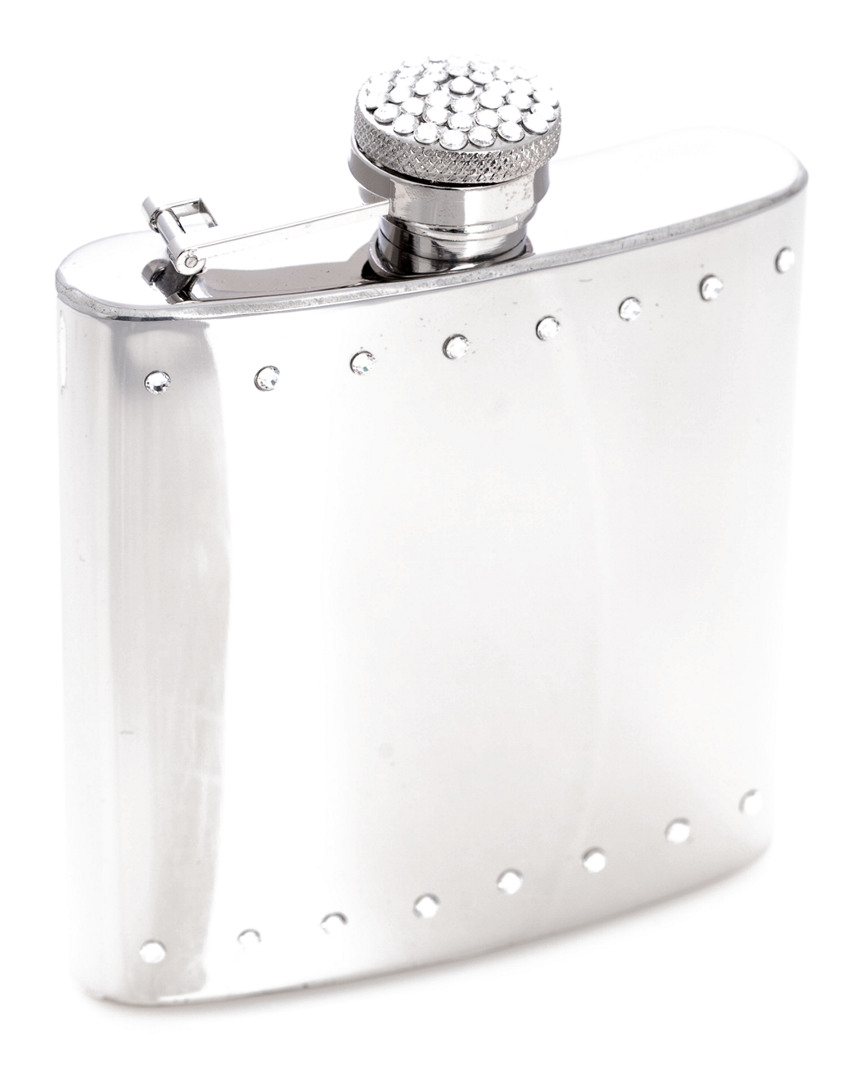 Bey-berk 6oz Stainless Steel Crystal Encrusted Shiny Flask