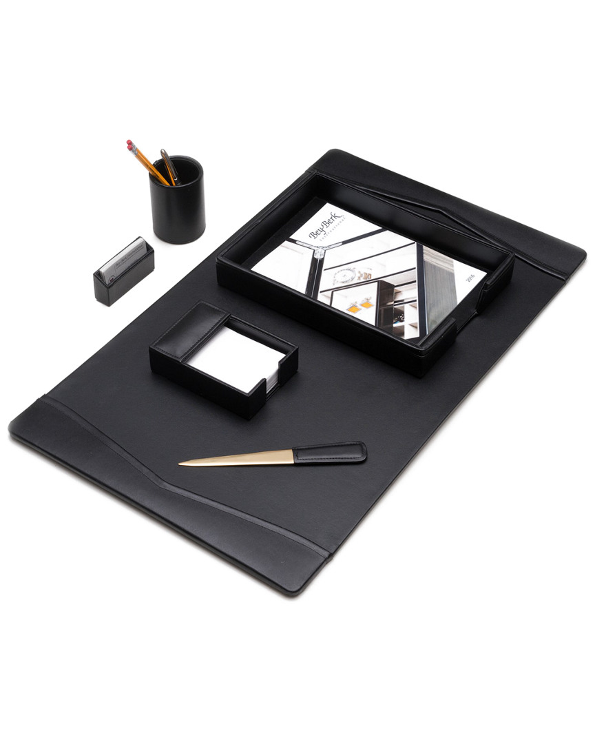 Bey-berk 6pc Black Leather Desk Set
