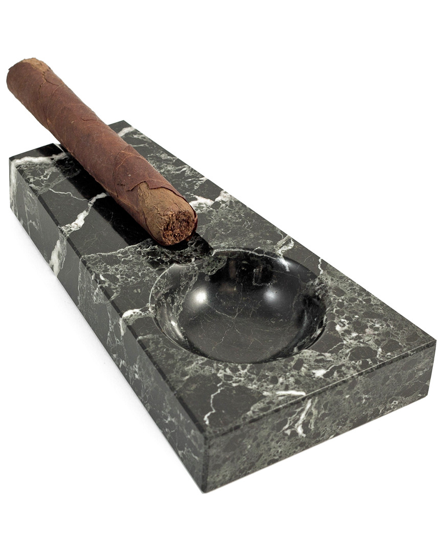 Bey-berk Black Zebra Marble Single Cigar Ashtray