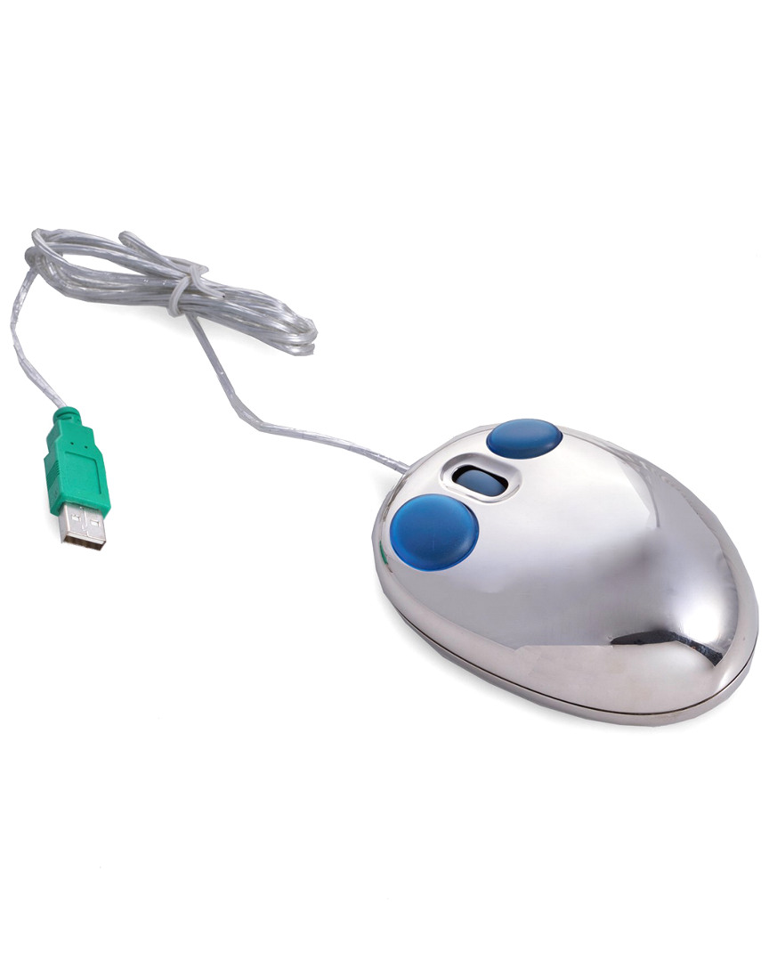 Bey-berk Chrome Plated Computer Mouse In Metallic