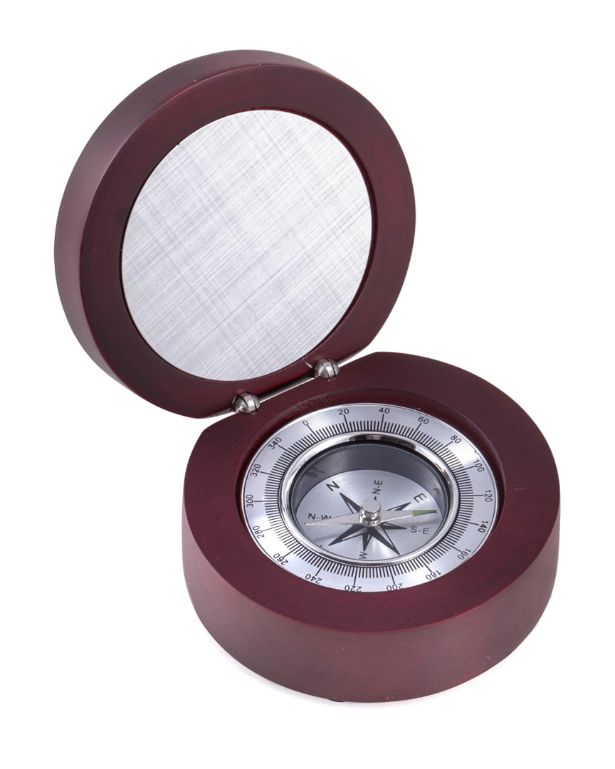 Bey-berk Compass In Rosewood Finished Hinged Box