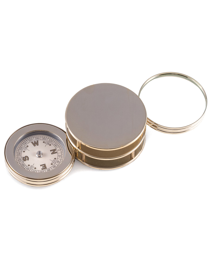 Bey-berk Gold Plated Paperweight & Fold Out Magnification Magnifier In Gray