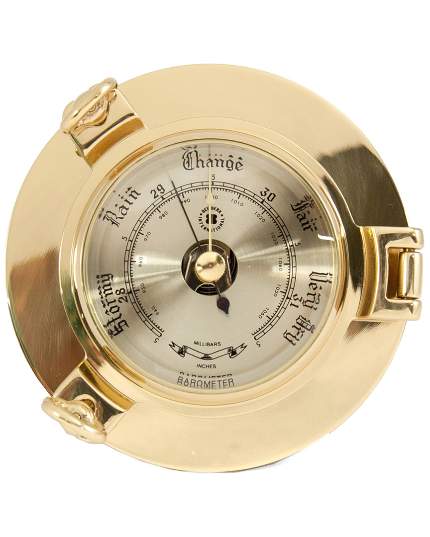 Bey-berk Lacquered Brass Porthole Barometer