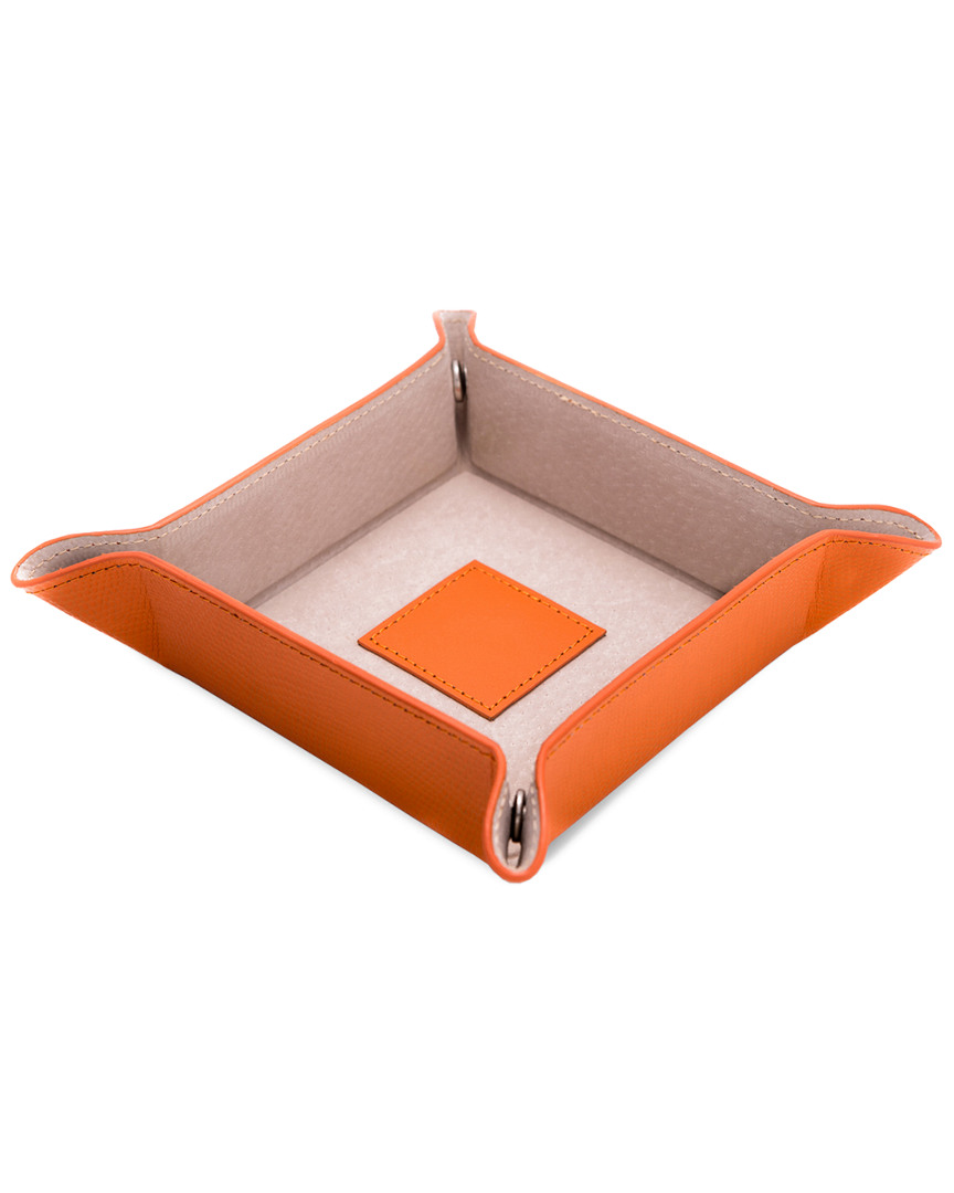 Bey-berk Orange Lizard Leather Snap Valet