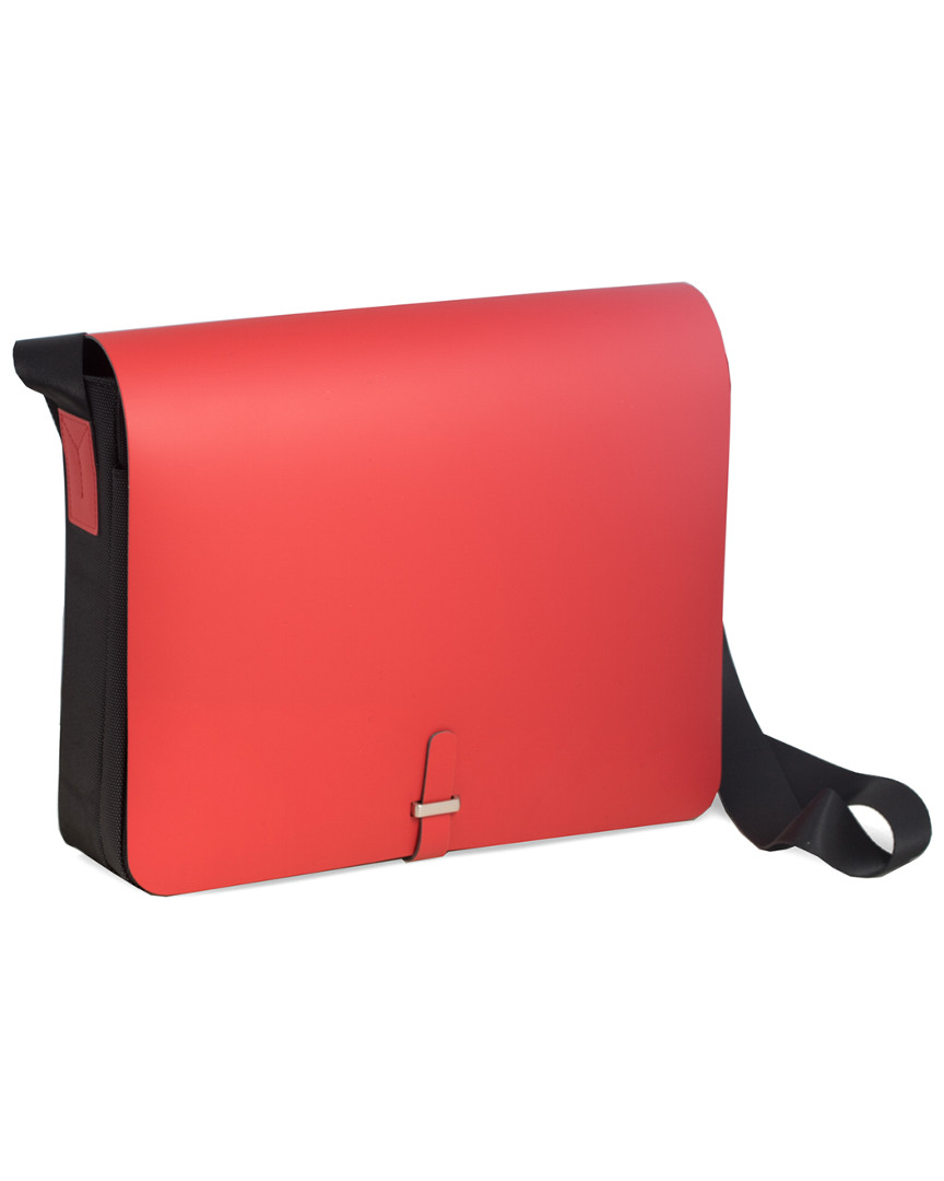Bey-berk Red Leather & Ballistic Nylon Shoulder Bag