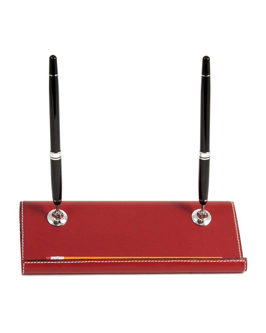 Bey-berk Red Leather Double Pen Stand