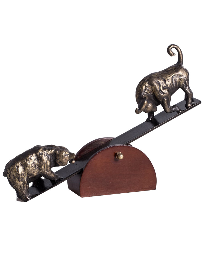 Bey-berk See-saw Metal Bull & Bear Sculpture