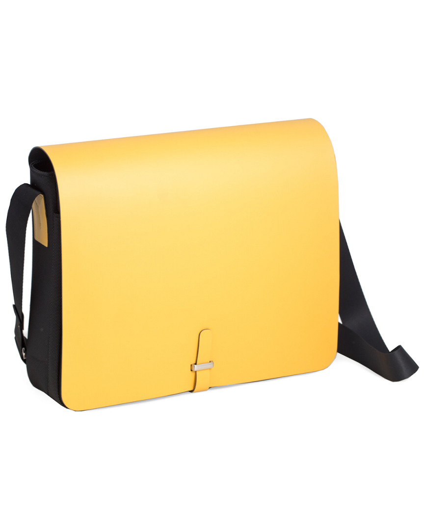 Image of Bey-Berk Yellow Leather & Ballistic Nylon Shoulder Bag