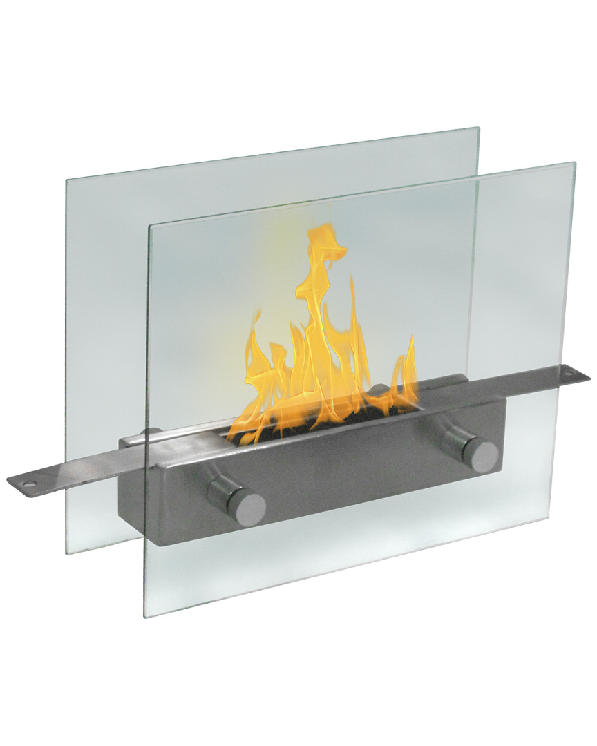 Anywhere Fireplaces Metropolitan Tempered Glass & Brushed Stainless Steel Tabletop Fireplace