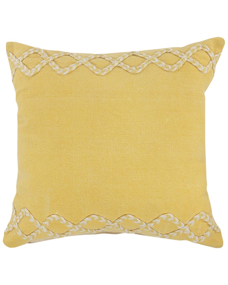 Lr Home Reena Geometric Bordered Solid Yellow Throw Pillow