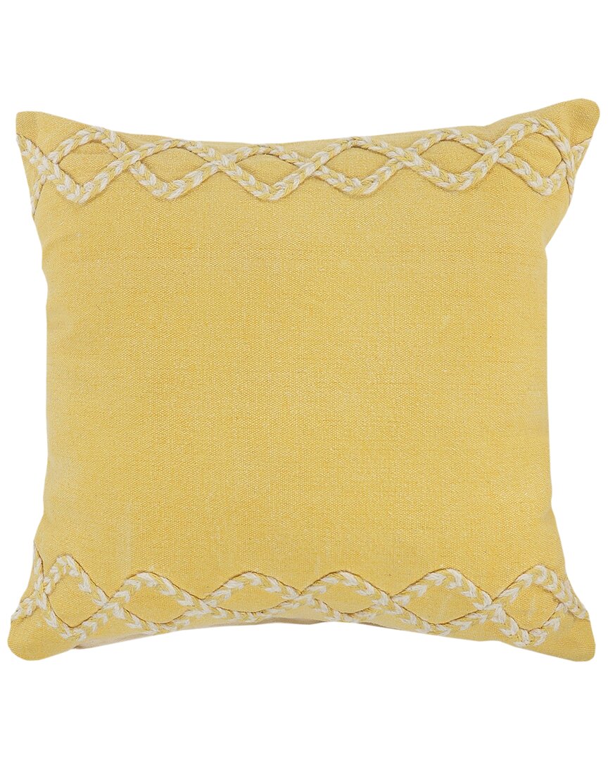 Lr Home Reena Geometric Bordered Solid Yellow Throw Pillow In Yellow