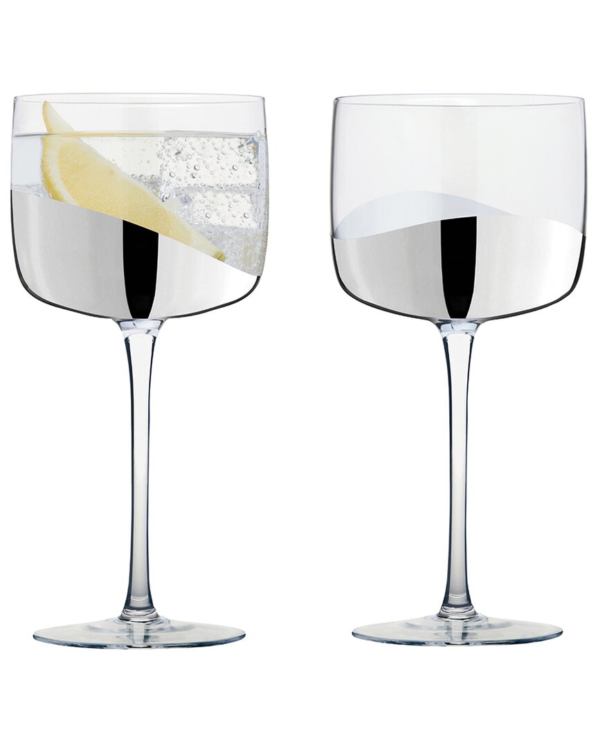 Anton Studio Designs Set Of 2 Wave Gin Glasses In Silver